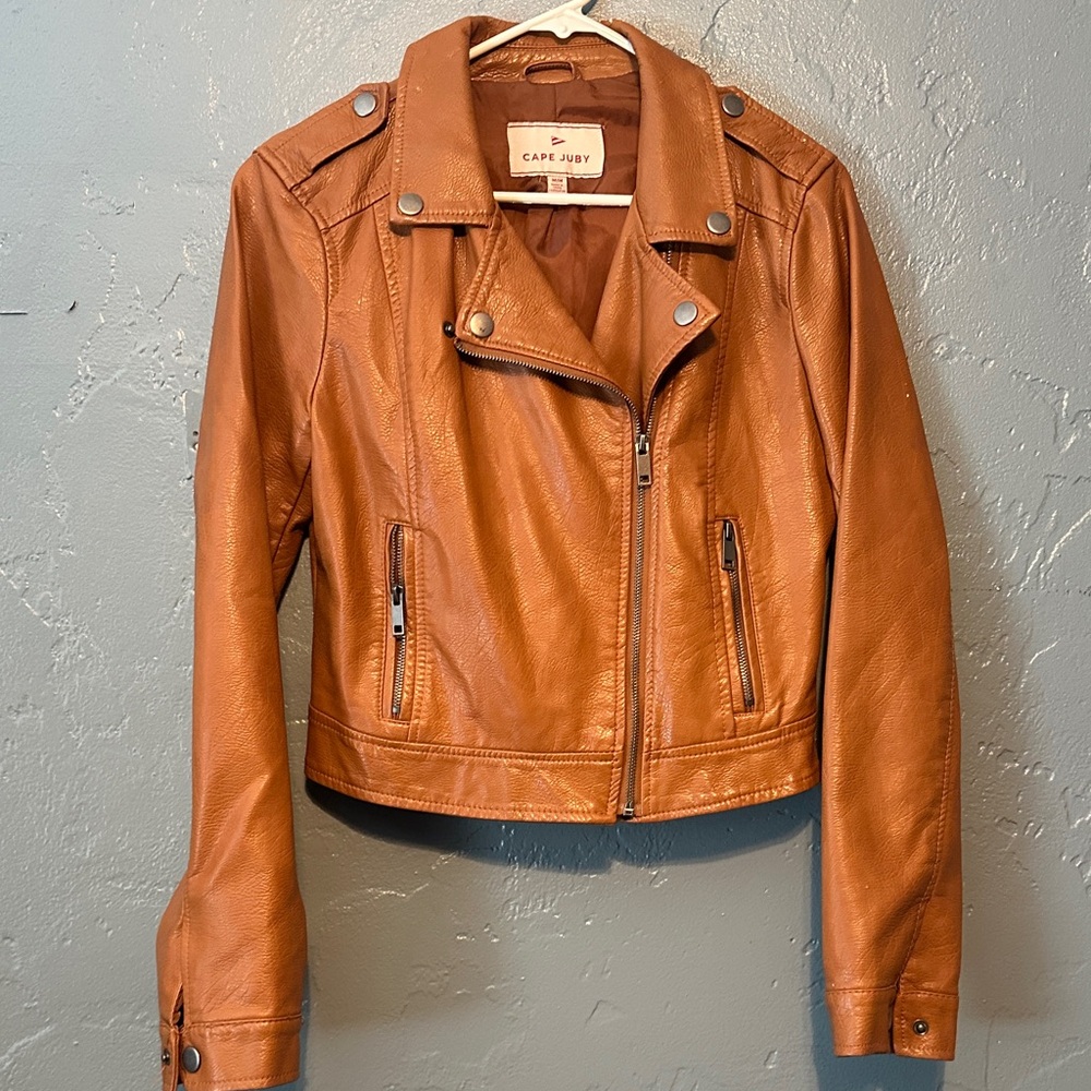 Cape Juby Women's Brown Faux Leather Biker Jacket